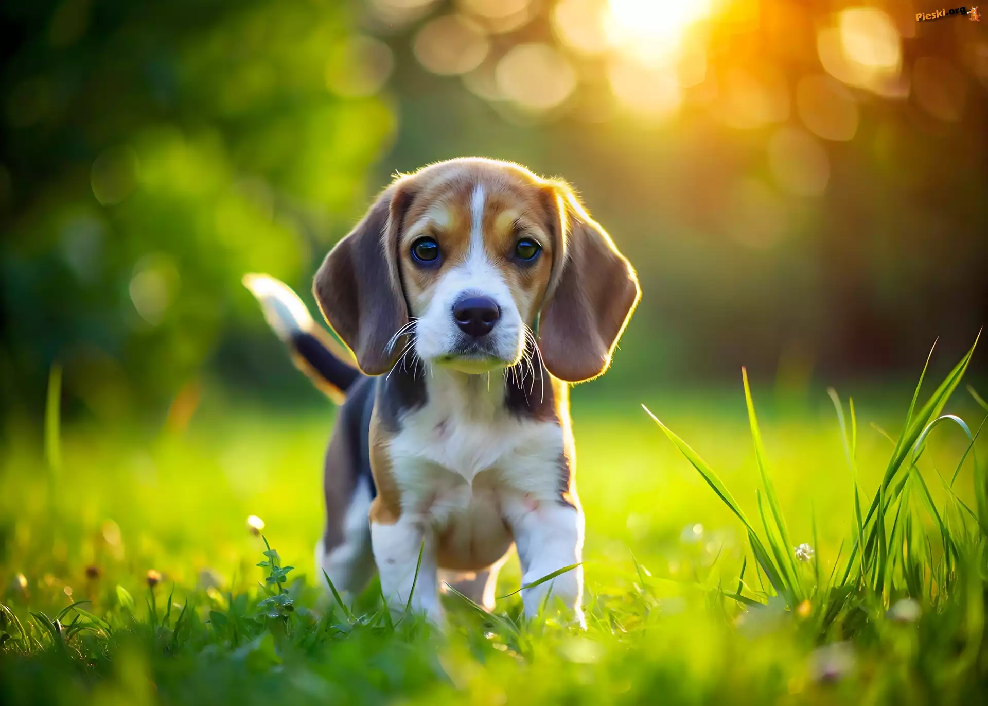 Grafika, Pies, Szczeniak, Beagle, Światło, Słoneczne