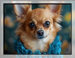 Grafika Chihuahua długowłosa, Ubranko, Chihuahua długowłosa, Pies